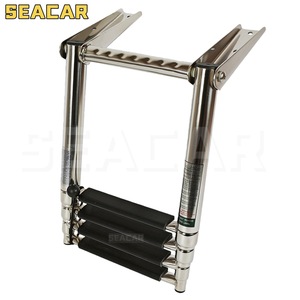 Seacar 4-Step Stainless Steel Boat Ladder With Handrails For <b>Yacht</b> Deck Access - Product Image 1