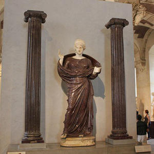 Colonne et piliers romains modernes en marbre jaune naturel creux pour jardin extérieur et dôme de villa - Product Image 5