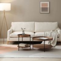 Unité créative marron salon avec table à thé nuage irrégulier de style ferme en table basse moderne en bois