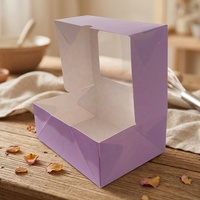 Boîte à pâtisserie violette personnalisée avec fenêtre transparente, emballage alimentaire de qualité supérieure pour gâteau, tarte, biscuit, beignet, dessert, boîte en papier