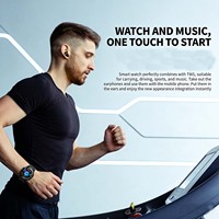 Earbud Tahan Air IP67 SmartWatch dengan Pemutar Musik, Pedometer, Monitor Detak Jantung, Baterai 400mAh untuk Panggilan