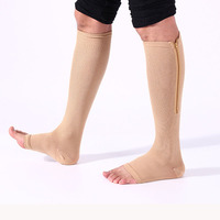 Chaussettes de compression avec ouverture aux orteils pour les varices, les œdèmes, les jambes enflées et douloureuses
