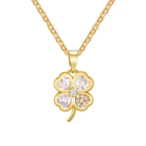 Dainty Bling Gold Plated Heart CZ Stone Pendant Birthday Gift To Wife Lover Geometric Sparking Necklaces For Women