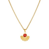 Collier vintage bohème plaqué or 18 carats avec turquoise pour femme, bijou cadeau, pendentif éventail soleil en acier inoxydable inaltérable