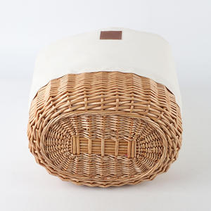 Coton vente petit tissu de transport pliant en osier saule stockage cadeau poignée pique-nique fourre-tout panier sac ensemble pour 2 personnes - Product Image 3