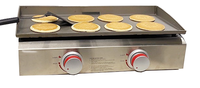 Plaque de barbecue portable de 17 pouces pour l'extérieur Grille de table alimentée en acier Combo Plancha à un brûleur BBQ extérieur portable au propane