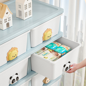 4層子供収納引き出しモンキーウサギワードローブキャビネットパンダオーガナイザーベッドルーム漫画収納引き出しキッズガールズ - Product Image 2