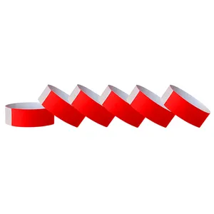 专业供应商激光打印一次性系列数字二维码定制活动派对节日红色特卫强腕带
