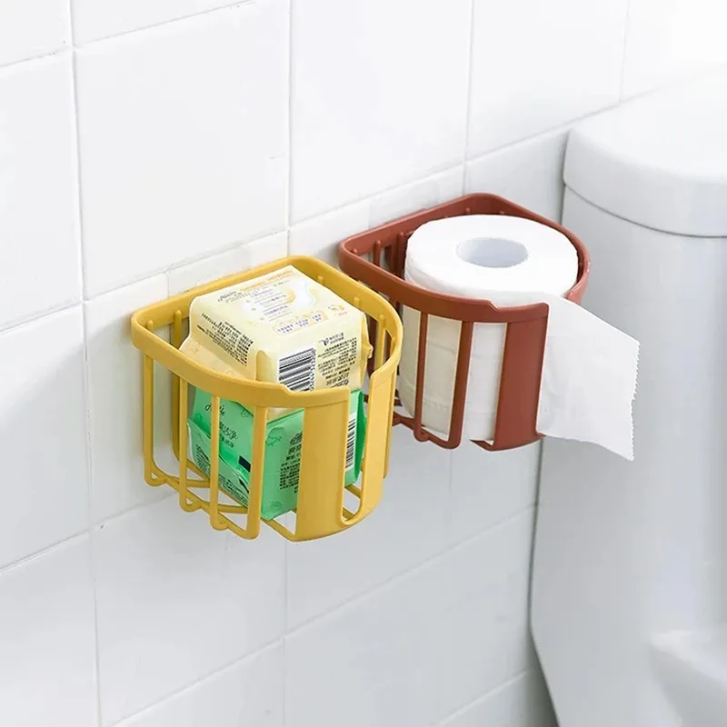 Stoßsicheres Toilettenpapier-Regal Badezimmer Küche Seidenpapier-Schachtel wandmontierte klebbare Papier-Speicherbox Toilettenpapierhalterrolle