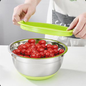Antideslizante Apilable Cocina Acero inoxidable Metal Anidamiento Almacenamiento Mezcla Ensaladeras Con Rallador Accesorios - Product Image 3