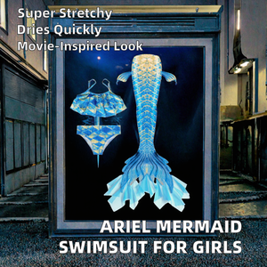 Traje de Baño de Princesa <span class=keywords><strong>Ariel</strong></span> de Alta Elasticidad para Niñas, Cola de Sirena, Tela de Secado Rápido, Estampado Digital, Disfraz de Película de Televisión - Product Image 2
