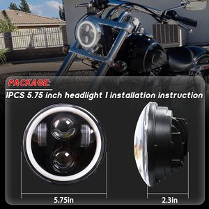 OVOVS 5,75 pulgadas LED blanco Halo DRL faro 5-3/4 pulgadas motocicleta faro para Harley Sportster Iron 883 Dyna Street - Product Image 6