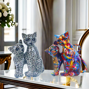 <span class=keywords><strong>Peinture</strong></span> par transfert d'eau personnalisée créative et artisanale Statues colorées de <span class=keywords><strong>chat</strong></span> en résine pour la maison, le bureau et l'hôtel. - Product Image 1