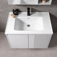 Mueble de Baño Suspendido de Estilo Europeo con Lavabo Integrado, Proveedor de Muebles de Baño Comerciales para Proyectos Inmobiliarios