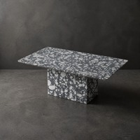 Table basse rectangulaire moderne en terrazzo noir et blanc, personnalisable, pour salon et villa