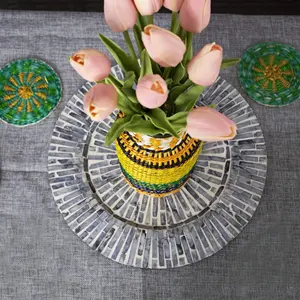 Plateau de service d'incrustation en nacre, meilleure vente, assiettes de plateau de serpillière de luxe haut de gamme pour le dîner, le mariage et la décoration - Product Image 5