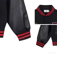 Blouson Américain Décontracté Automne-Hiver pour Couple, Style Baseball, Couleurs Contrastées, Broderie Lettres, en Toile pour Hommes et Femmes