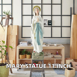 Estatua de la Virgen María, Madre Bendita Católica, de Resina, Hecha a Mano y Pintada a Mano, de 11 Pulgadas, Colección Religiosa, Regalo, Decoración del Hogar - Product Image 2