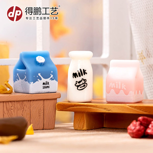 Dp <b>Miniature</b> Milk Bottle Ornament Resin Dollhouse Decoration Props Desktop Figurines - Product Image 4