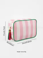 Nouvelle Trousse de Maquillage MELI Rayée en Polyester 7 Pouces Respirante Ultra Légère Tendance Transfrontalière pour Voyage et Usage Quotidien