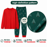 Ensemble de pyjamas de Noël personnalisés rouge et vert à motif Henley pour toute la famille, en polyester, pour hommes, femmes et enfants, livraison directe, POD, MOQ 1 pièce