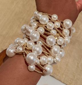 Kaimei 2026 joyería de moda 1 pieza mujeres grandes pulsera de perlas gruesas mujeres Triangular Chubby bolas de oro mujeres brazaletes de perlas con cuentas - Product Image 4