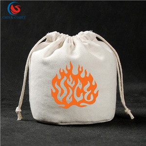 Bolsas de muselina de algodón calico de alta calidad con cordón de fondo redondo, con impresión de logotipo - Product Image 2