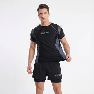 Traje de Baño de Dos Piezas para Hombre, Diseño en Blanco, Protección Solar, Manga Corta, para Surf, Flotante, Talla Grande, Estampado para Playa - Product Image 1