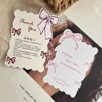 Carte de remerciement personnalisée à bords ondulés en matériaux recyclés, motif nœud rose, cartes de vœux recyclables, impression numérique, petite entreprise