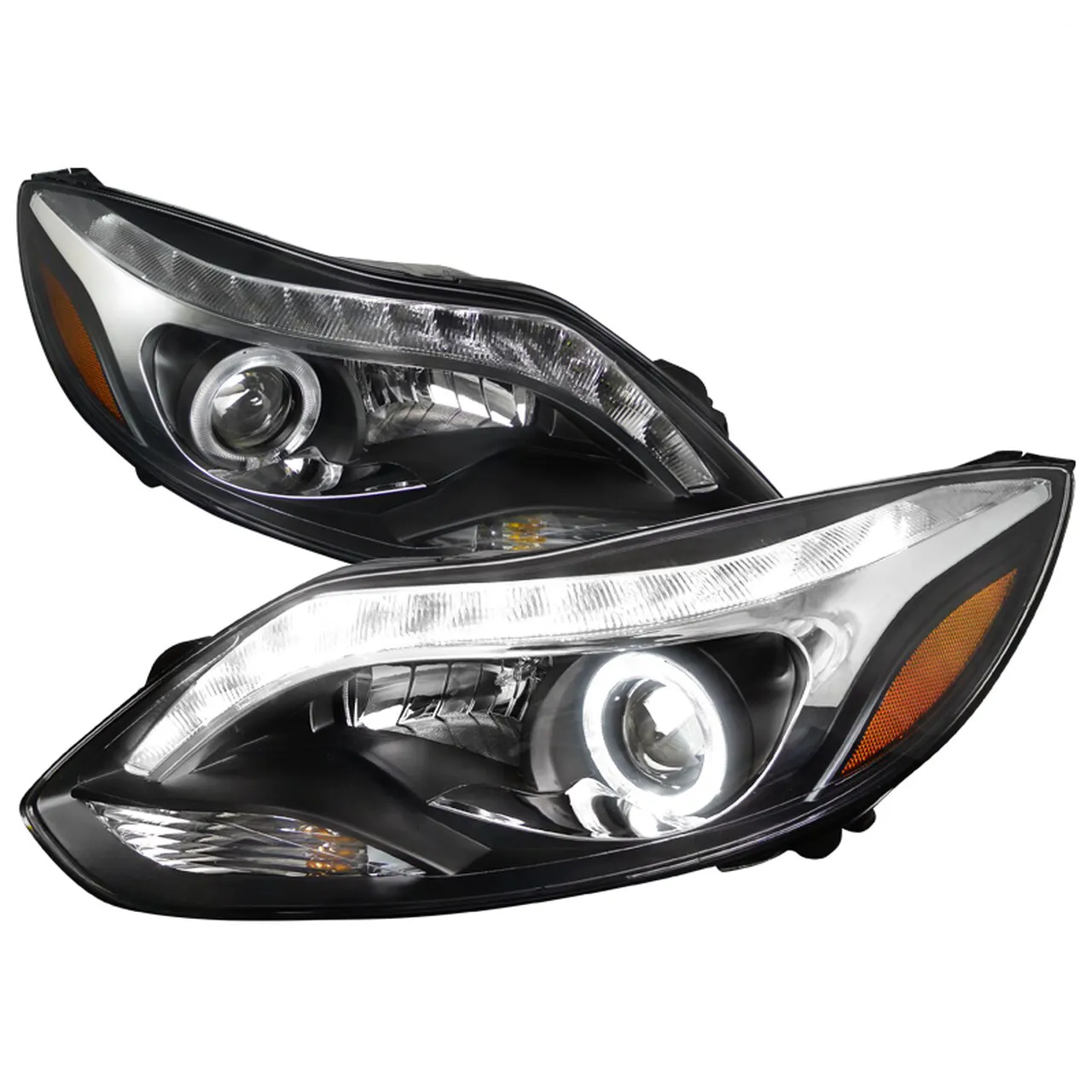 LED Headlamp Apply to for Ford Focus 2012 2013 2014 Black Housing Headlamps Lights Replacement Headlight