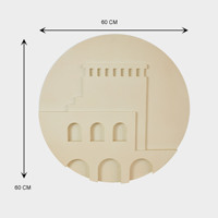 Art Deco Stone House Round Wall Art (LK-26081) - Décoration murale ronde en MDF pour salon