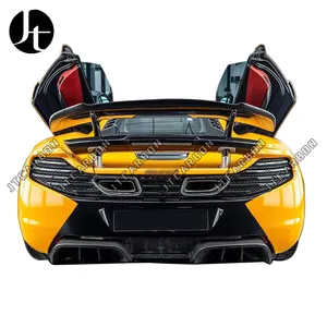 Fits For McLaren 650S 12C-MP4 2013 2014 2015 2016 Real D Style Carbon Fiber Car Rear Trunk Lip Bumper Diffuser Splitters Cover