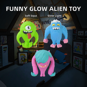 Jouet à presser en caoutchouc de 5 pouces, original et personnalisé, pour filles, motif grand monstre extraterrestre amusant, avec lumière scintillante, cadeau - Product Image 2