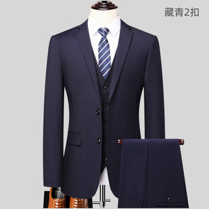 Nouveau costume pour homme, tenue <span class=keywords><strong>de</strong></span> travail professionnelle, noir, bleu marine, gris, pantalon <span class=keywords><strong>de</strong></span> costume à deux boutons - Product Image 3
