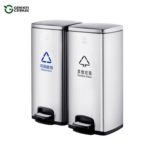 Household Recycling Bins Stainless Steel Bathroom Kitchen Office Waste Bin Metal Trash Can Pedal Bin