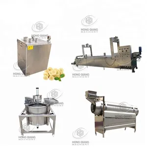 Hongqiang Full automatic continuous potato chips burger namkeen conveyor belt frying machine for food factory