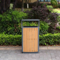 Poubelle commerciale avec poubelles en bois en plastique WPC 45L avec poubelle verrouillée pour espace public