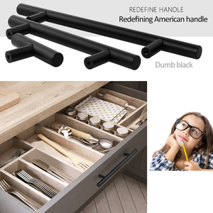 CY-Modern Hot Sale T-Bar Handles Stainless Steel Hollow Pull Cabinet <strong>Drawer</strong> Furniture Door <strong>Knobs</strong> Black Gold <strong>Silver</strong> Kitchen - Product Image 6