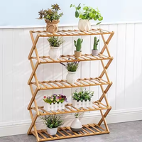 Pesanan Kecil ramah lingkungan penjualan laris lipat multi-lapisan bebas berdiri rak sepatu Pot bunga Organizer bambu rak pajangan kayu