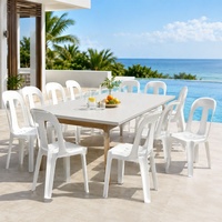 Chaises de salle à manger d'extérieur modernes, chaise monobloc en plastique blanc légère pour événements, villas et cours