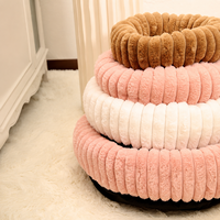 Lit pour chien et chat de luxe en forme de donut, motif uni, apaisant, confortable, chaud, en velours de lait, lavable, toutes saisons, OEM, logo personnalisé, emballage carton
