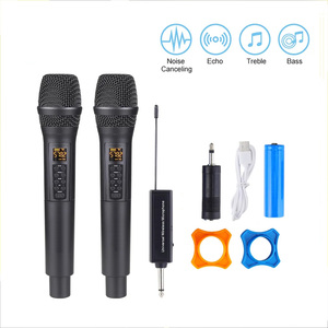 Système de microphone sans fil à double canal avec deux micros dynamiques portatifs, écrans LCD universels UHF en métal - Product Image 2