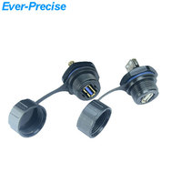 Connecteur étanche IP67 USB3.0 avec prise femelle LAN, presse-étoupe PG, verrouillage frontal, boîtier extérieur, USB latéral