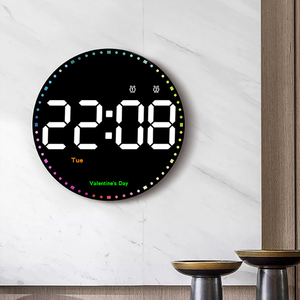 Nouvelle Arrivée Décoration d'Intérieur Horloge Murale Numérique Intelligente LED Ronde avec Affichage de la Température, Veilleuse, Alarme Géante, Date et Jour - Product Image 1