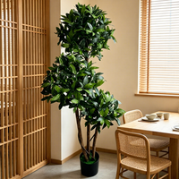 Décoration de chambre de 150 cm, arbre artificiel en laurier à 3 têtes, plante verte artificielle en pot, pour la maison, le balcon, le jardin, l'hôtel, arrangements floraux