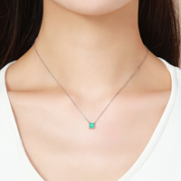 Collier haut de gamme 925 en argent Sterling carré Paraiba Tourmaline lien chaîne Vintage pendentif collier pour femmes déclaration bijoux