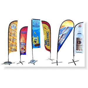 Factory price Fiberglass Flagpole Beach Fly Banners Advertising Open House Wind Feather Flag