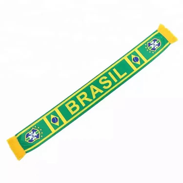Fabrikant Groothandel Nationale Cheerleaders Custom Ontwerp Uw Logo Afdrukken Brazilië Sjaal Voetbal Voor Fans