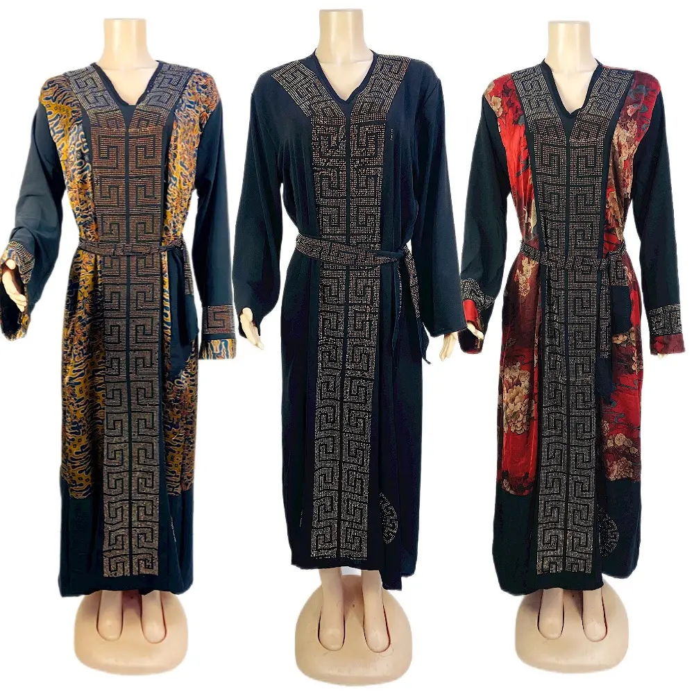 New Middle East Africa classical ethnic style Muslim printed crystal long sleeve dress Muslim women clothing