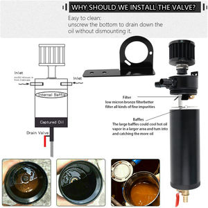 【新品】750ML 汎用 ブラック オイルキャッチタンク キット 2ポート バッフル付きリザーバータンク ブリーザーフィルター及びドレンバルブ付属 - Product Image 5